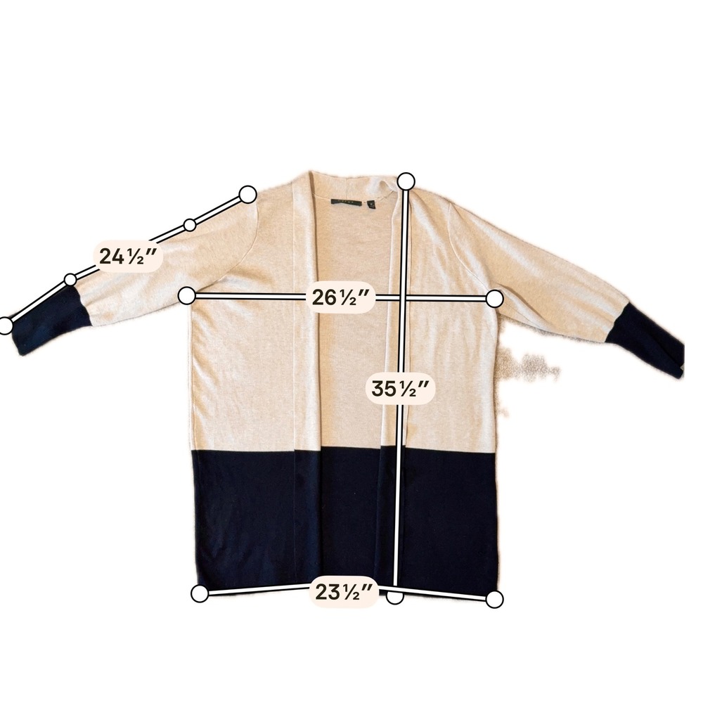Cyrus Womens 1X Chic Tan Black Colorblock Open Front Longline Cardigan Sweater - Picture 8 of 10